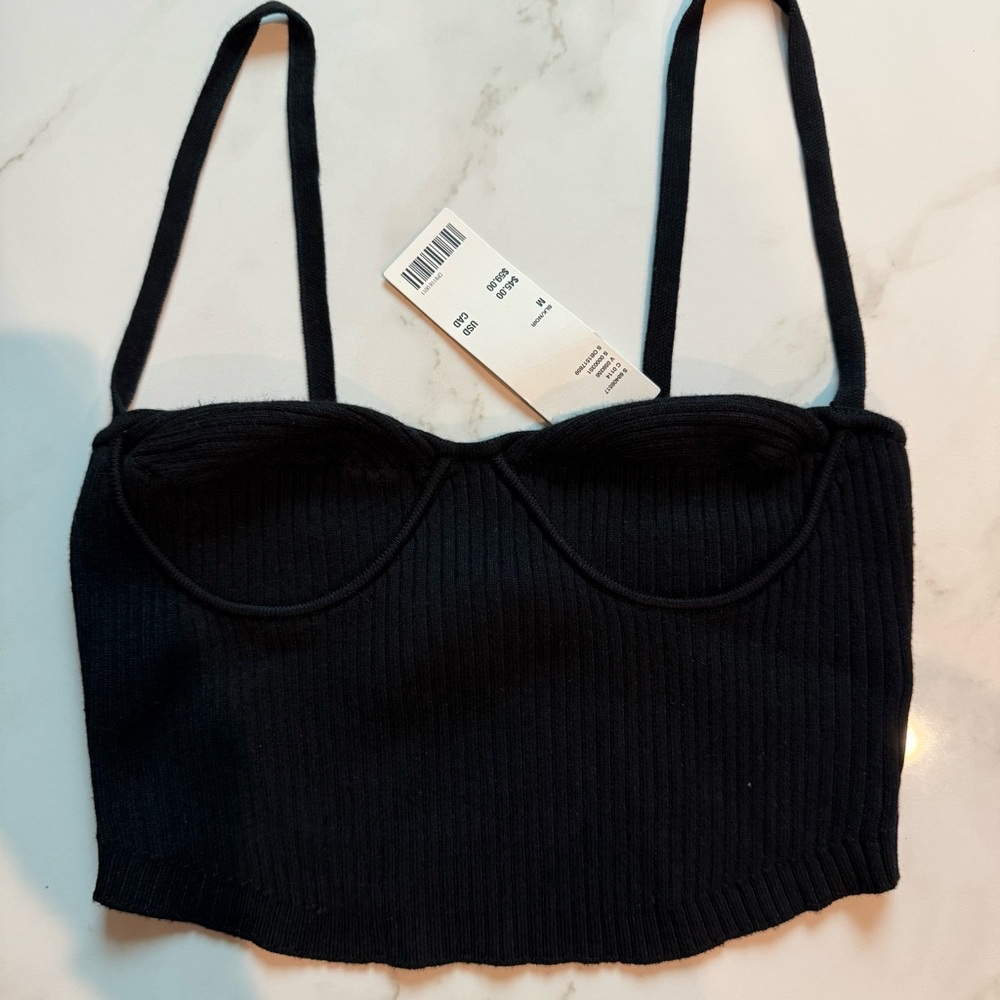 Urban Outfitters Black Ribbed Crop Top